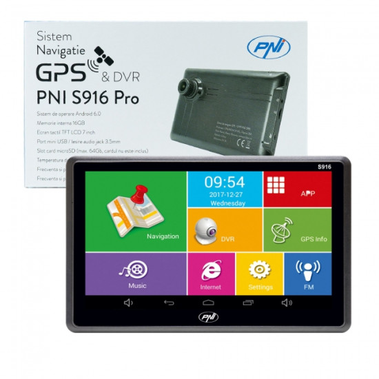 GPS навигация + видео регистратор PNI S916 PRO, 7", Android 6.0, 16GB, 1GB RAM