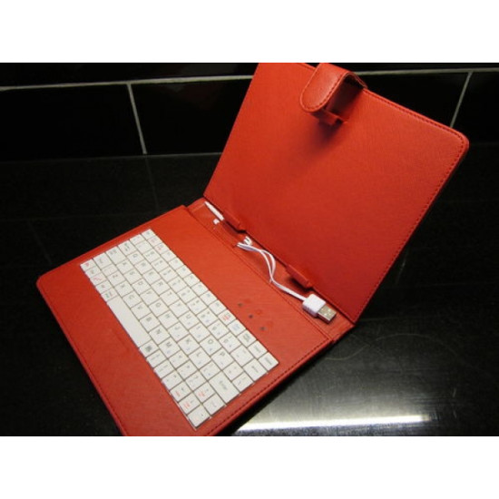 Калъф с клавиатура за таблет 8 инча - USB  - ЧЕРВЕН