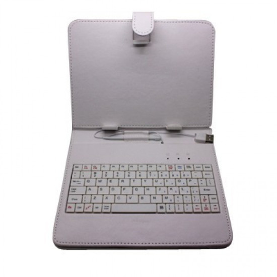 Калъф с клавиатура за таблет 8 инча - USB  - БЯЛ