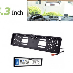 Комплект Огледало с 4.3 инча монитор + КАМЕРА за паркиране в рамка на номера