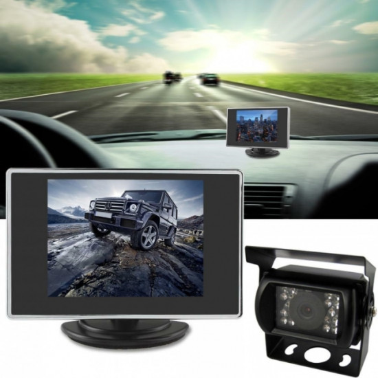 Комплект 3.5 инчов LCD монитор + камера за задно виждане за камиони и автобуси XH5040