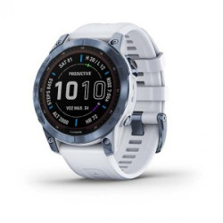 Часовник GARMIN FENIX 7 Sapphire Solar - Mineral Blue DLC Titanium с Whitestone каишка