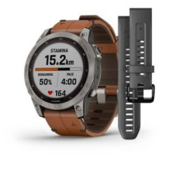 Часовник GARMIN FENIX 7 Sapphire Solar - Titanium с Chestnut кожена каишка 010-02540-31