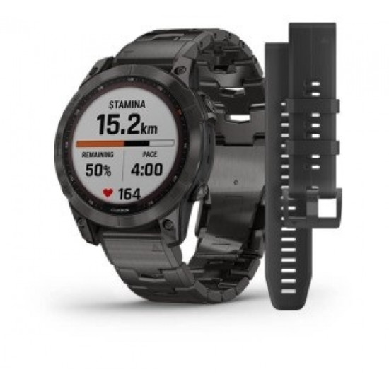 GARMIN FENIX 7 Sapphire Solar - Carbon Gray DLC Titanium с Carbon Grey DLC Vented каишка