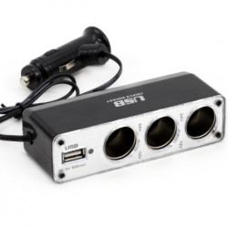 Разклонител за запалка с 3 порта  и USB