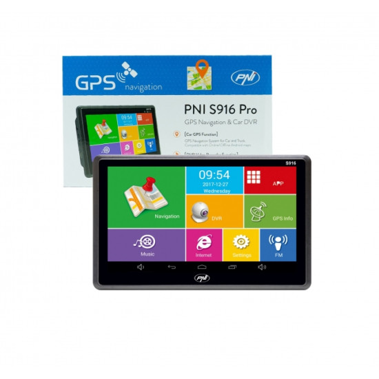 Професионална 3 в 1 GPS навигация + видео регистратор PNI S916 PRO, 7", Android 6.0, 16GB, 1GB
